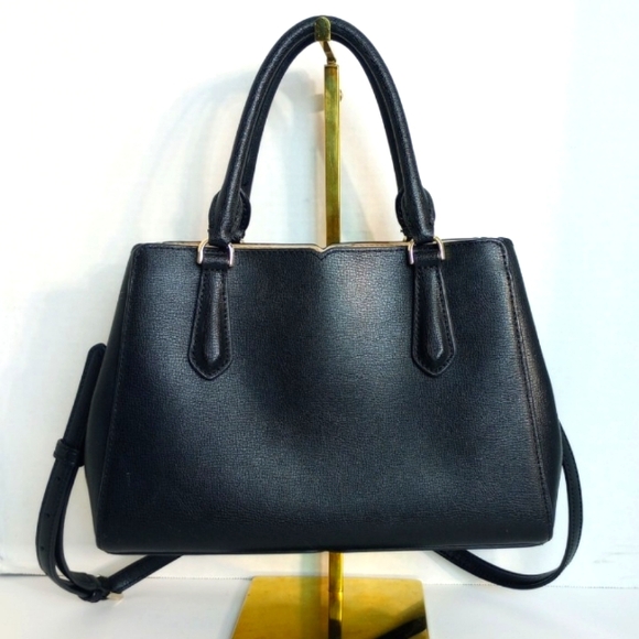 Kate Spade Tippy Black Leather Three Compartment Crossbody Satchel Purse - Picture 2 of 15